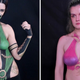 Left: a body paint piece that didn’t get Forkgirl in trouble, Right: the one that did